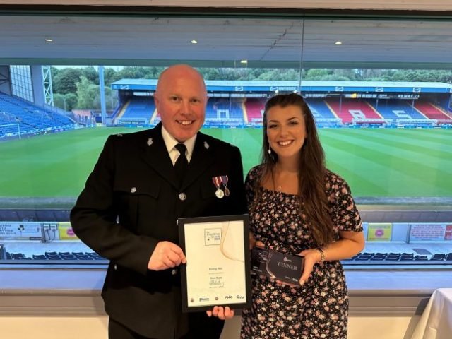 PC Fiona Rowe (right) with her Rising Star Award and Sergeant Christopher Hammill (left), who nominated Fiona for the award