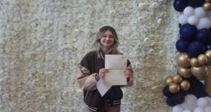 Rainford High Sixth Form's Beth Roberts with her results