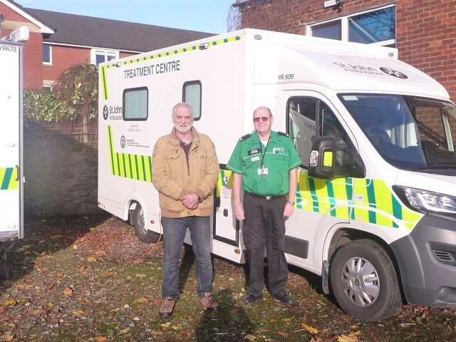 Tony Reid and Mr David Hoyle (Cadet Leader) a regional representative of St John's Ambulance.