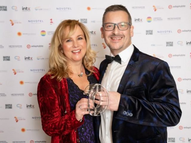 Kate & Chris with award - Credit Wesley Storey