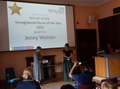 Jenny Watson Presented With Unregistered Nurse of the Year Award by Allison Luxon, Deputy Director of Nursing