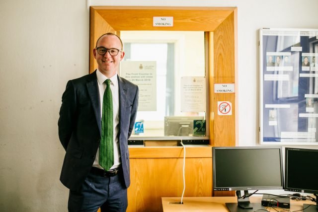 PCC Andrew Snowden visiting Clitheroe front counter soon after taking office in May 2021