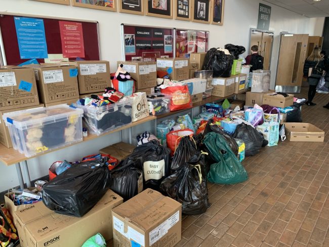 Donations were piled high in Rainford High