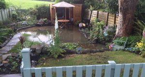 Picture of a garden after flash flooding